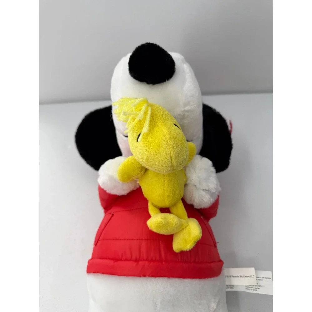 Peanuts Snoopy Plush Holiday Red Puffer Jacket Santa Hat Woodstock 21in Gemmy